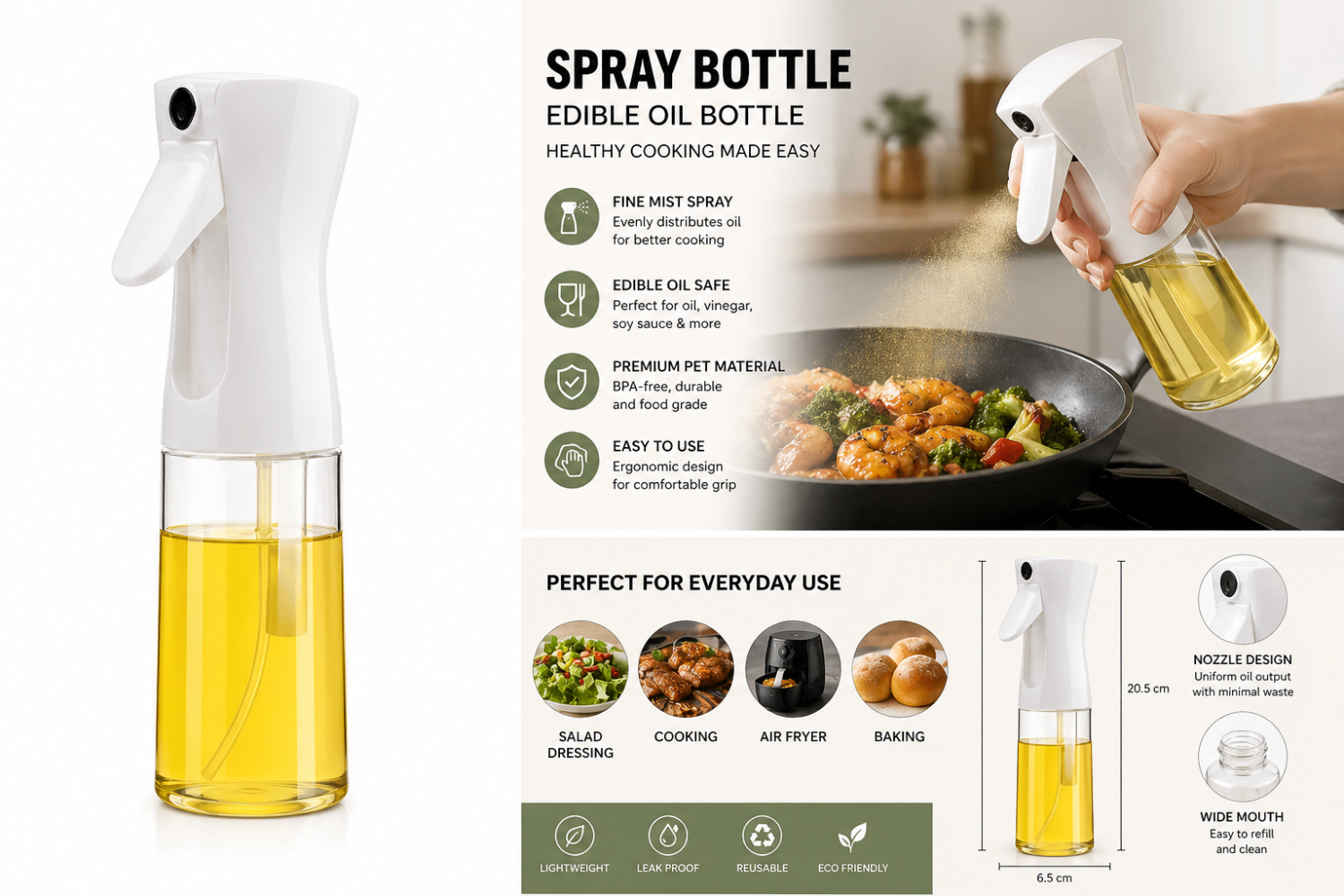 Sleek Oil Spray Bottle For Cooking