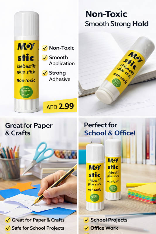 Moy Glue Stick Non-Toxic – Smooth Strong Adhesive Glue for Paper, School & Office Use