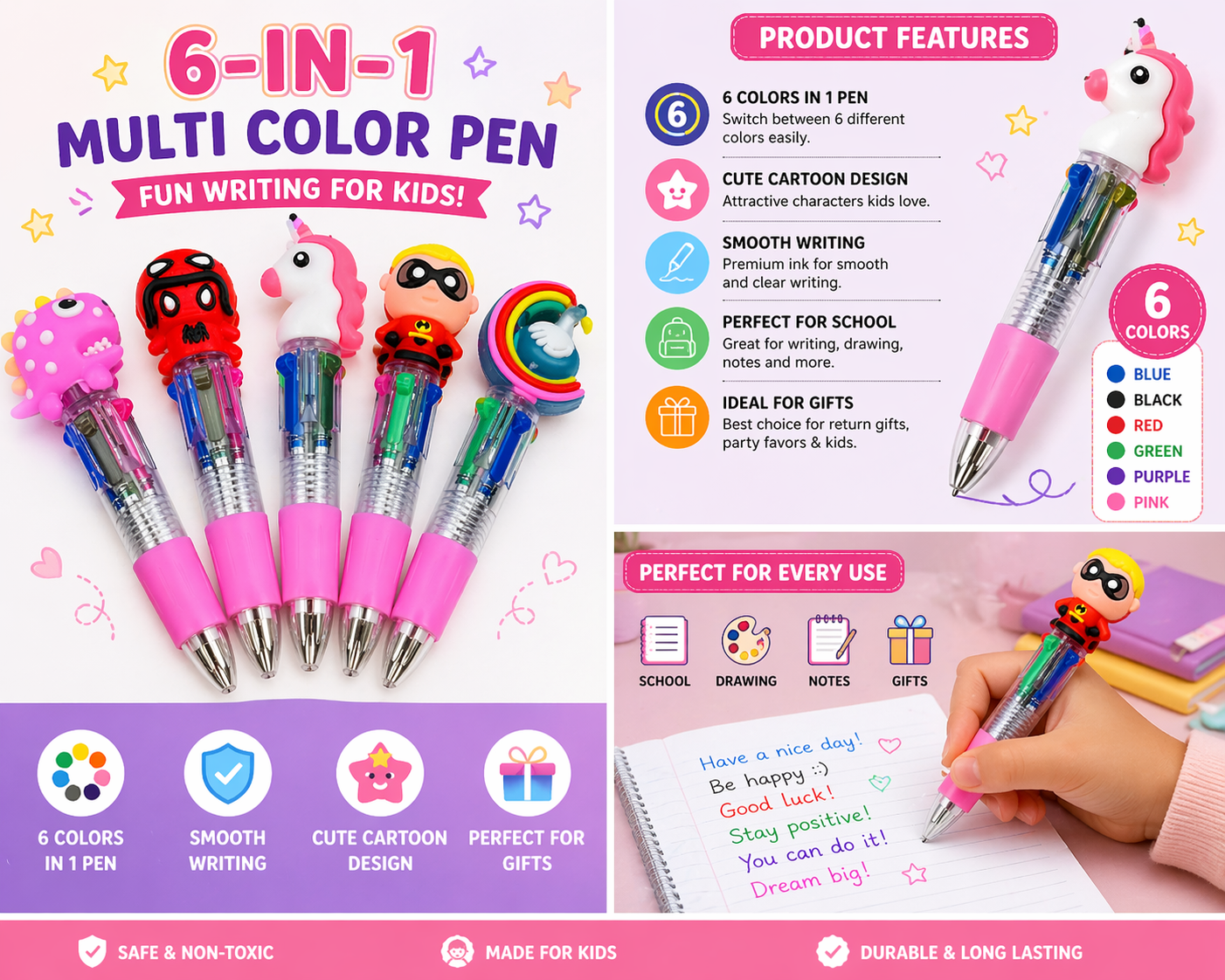 Colorful Fun with 6-in-1 Pens